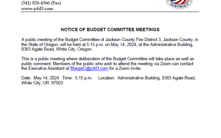 5/14/24 Budget Committee Meeting notice